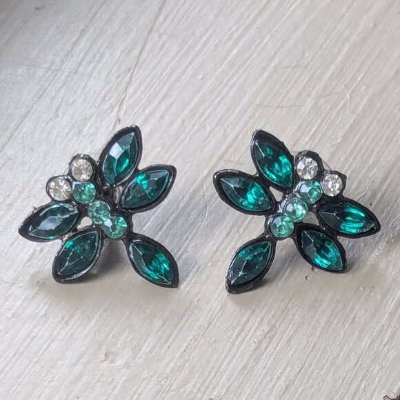 Dragonfly Rhinestone Earrings Costume Jewelry Victorian Art Deco Cocktail Boho - Picture 4 of 5